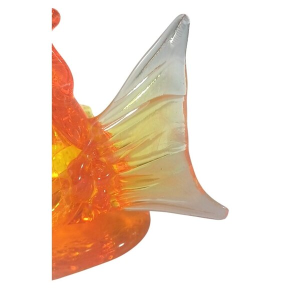 Demekin Lantern Blown Orange Crackle Glass Figurine Hollow Koi Gold Fish Vintage - Picture 11 of 12